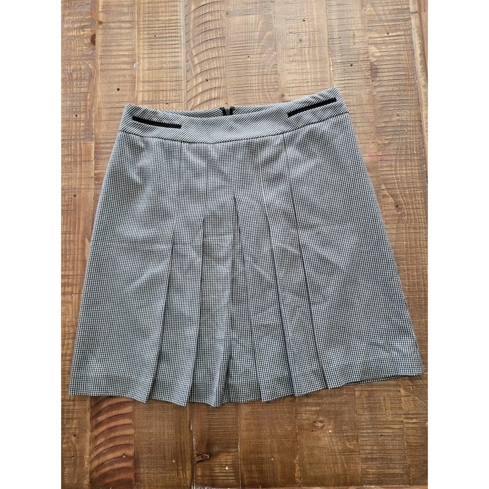 Ann Taylor Loft Aize 6 Pleated Skirt Gray Houndstooth Midi Lined